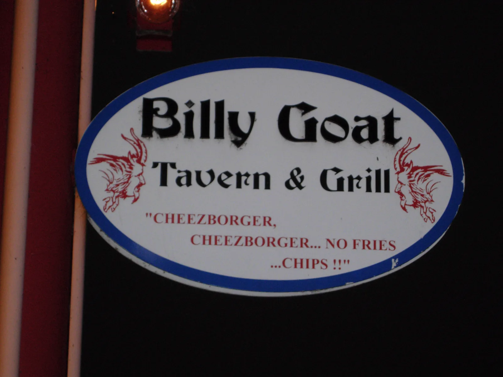 The hanging Billy Goat Tavern sign on lower Michigan Avenue