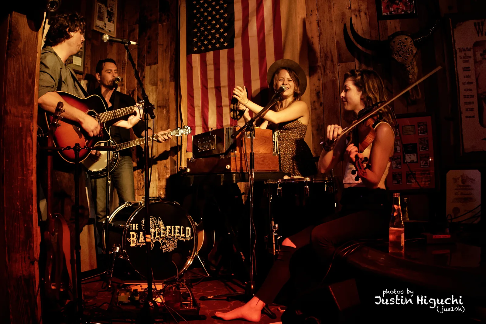 The Battlefield guitarist and singer on stage at The Escondite, August 13, 2016, with the drummer behind